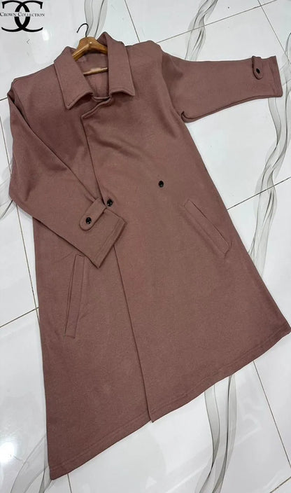 Trendy brown fleece overcoat 1 PC women stitched cozy ware