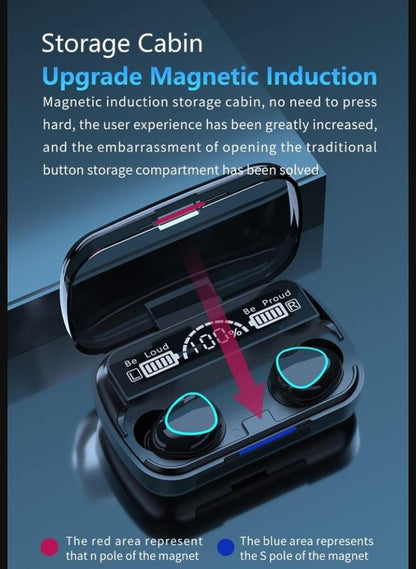 M10 Digital Display Case Earbuds Black