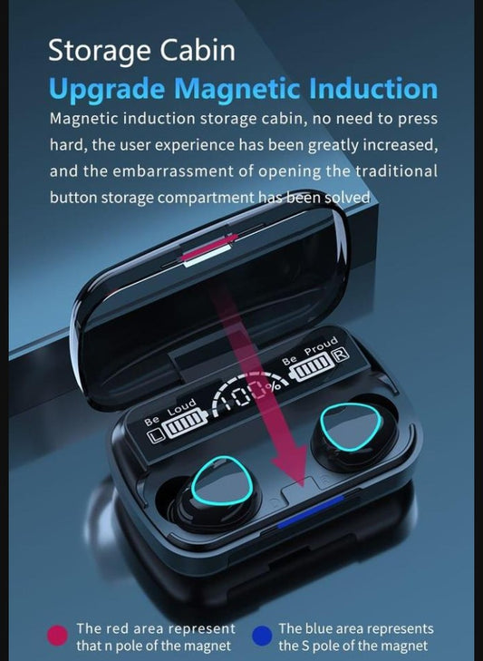 M10 Digital Display Case Earbuds Black