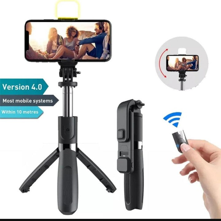 Selfi stick with LED light mini tripod Stand