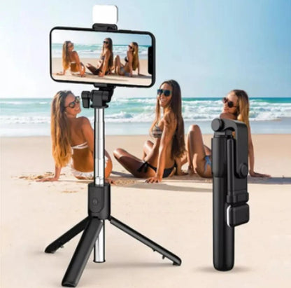 Selfi stick with LED light mini tripod Stand