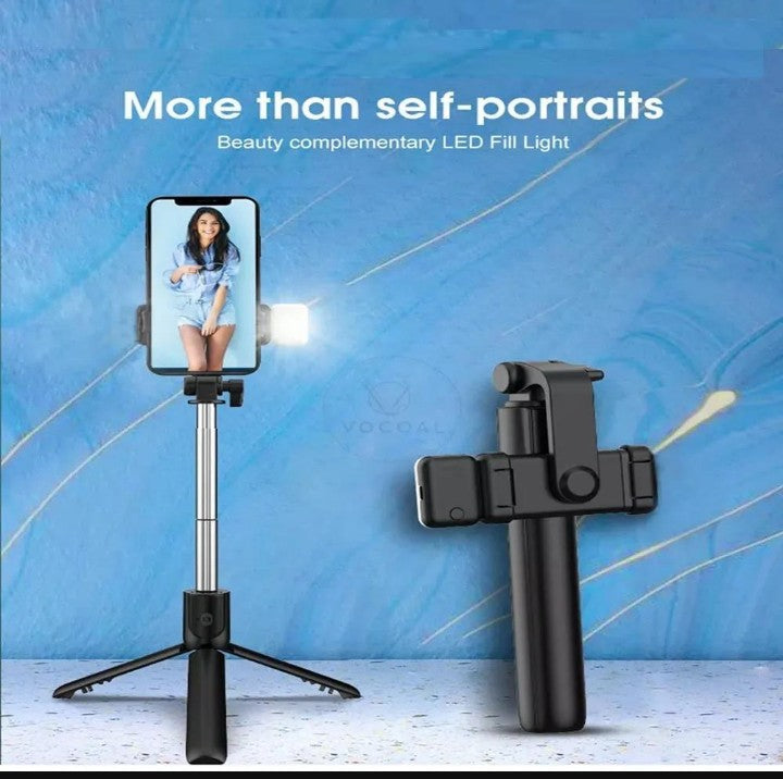 Selfi stick with LED light mini tripod Stand