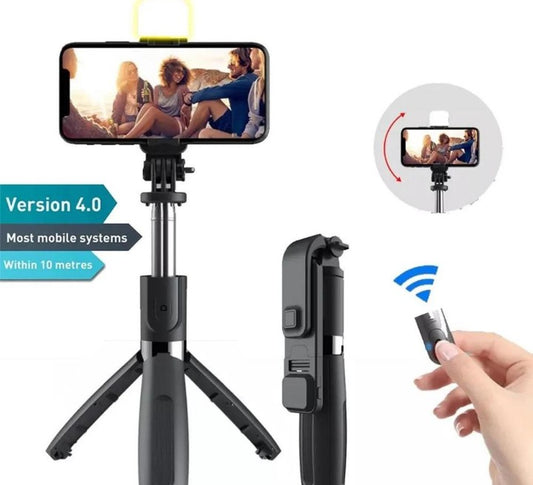 Selfi stick with LED light mini tripod Stand