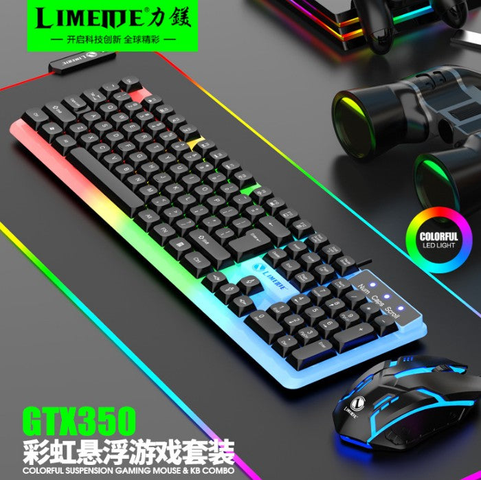 Li magnesium GTX350 Leminous keyboard and mouse set suspended keyboard mechanical feel E sports games  mouse keyboard
